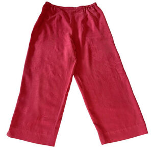 Coldwater Creek Vintage Red Jacquard 100% Silk Pants, Size M